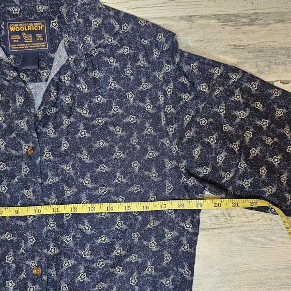 Vintage John Rich & Bros Woolrich Shirt Men's Small Floral Print Button Up Blue - Picture 12 of 16